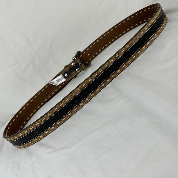 DBL Barrel Mens Fine Genuine Leather Goods Belt Brown Black Casual Adjustable 46 - Picture 3 of 9